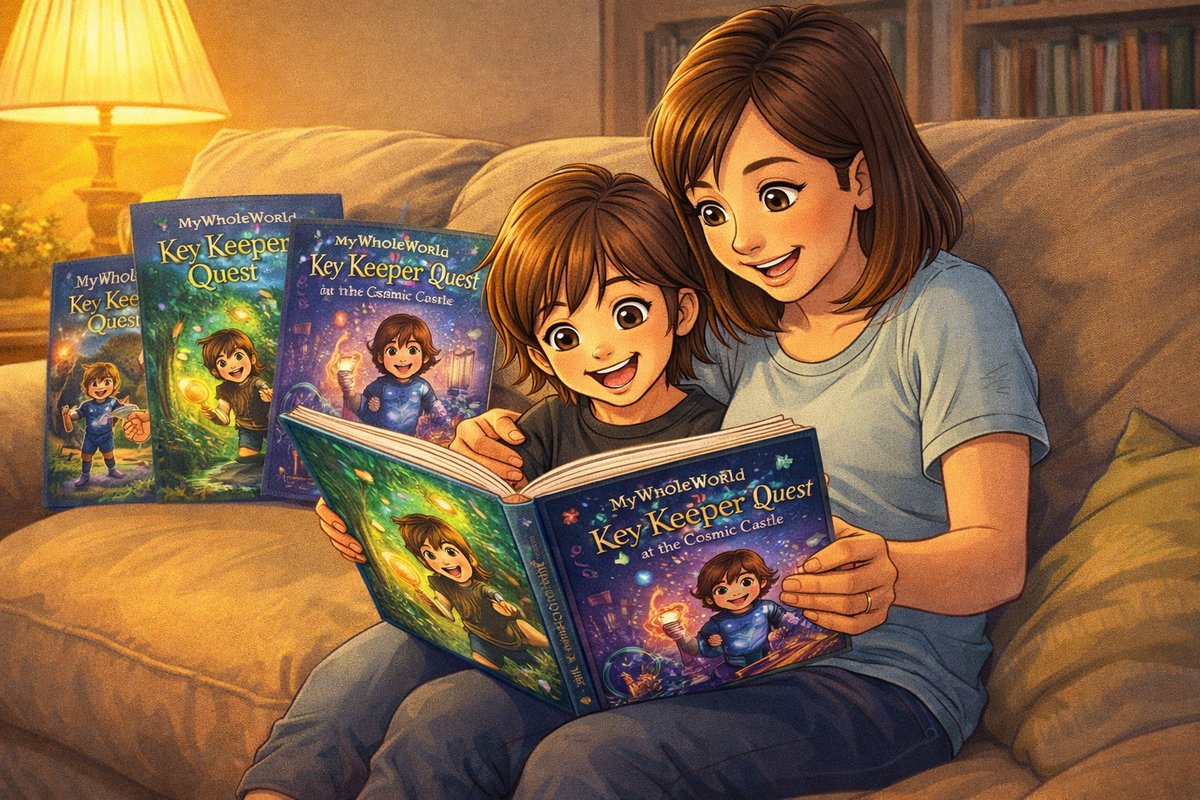 Parent and child enjoying a personalized easy reading book together