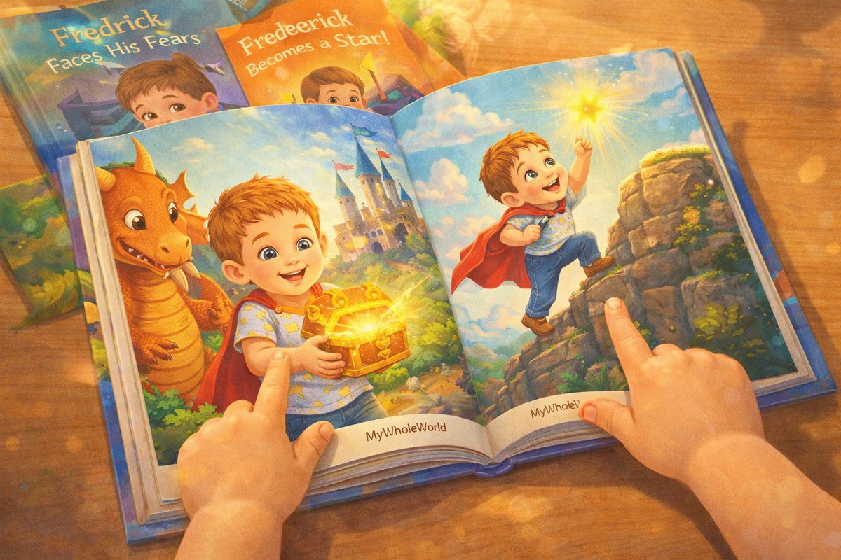 Parent reading MyWholeWorld personalized book with toddler