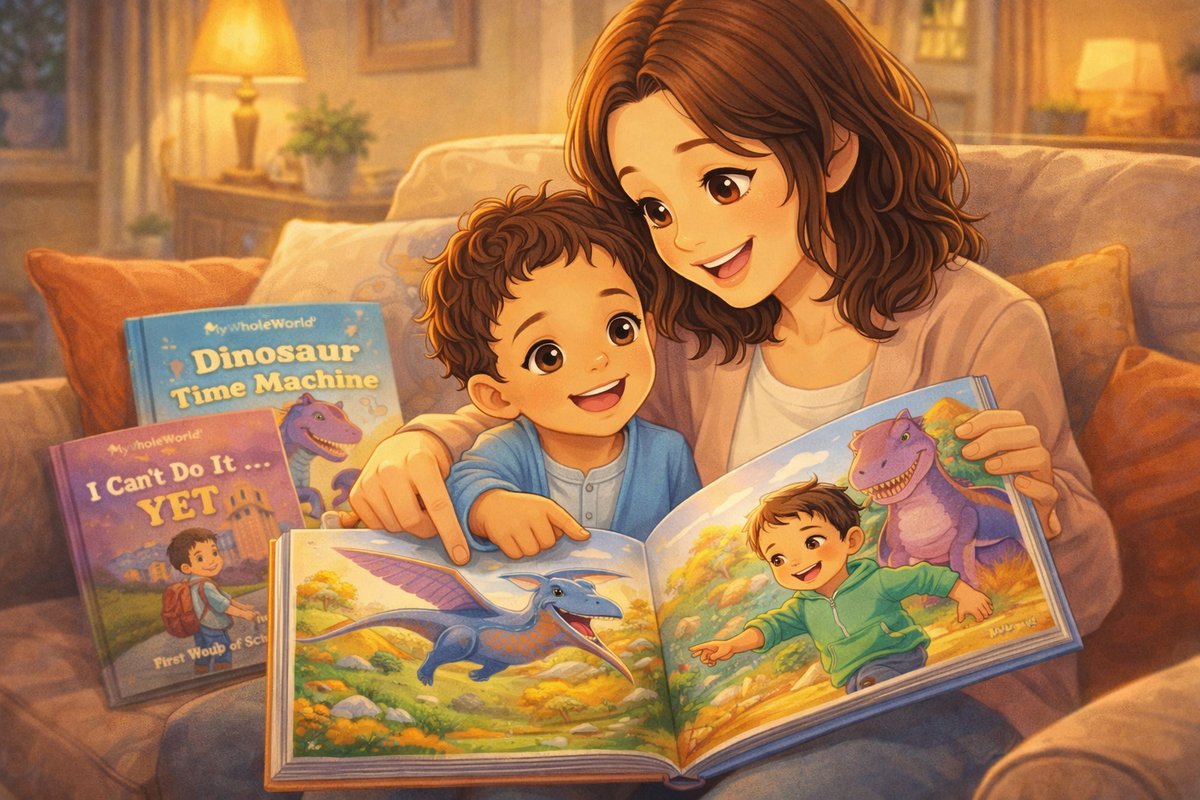 Parent and child enjoying a personalized reading experience together